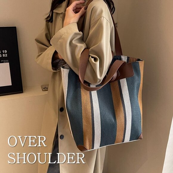 Large Women's Work Tote Bag – Laptop Compartment,Canvas Shoulder Bag for Office - Picture 3 of 6